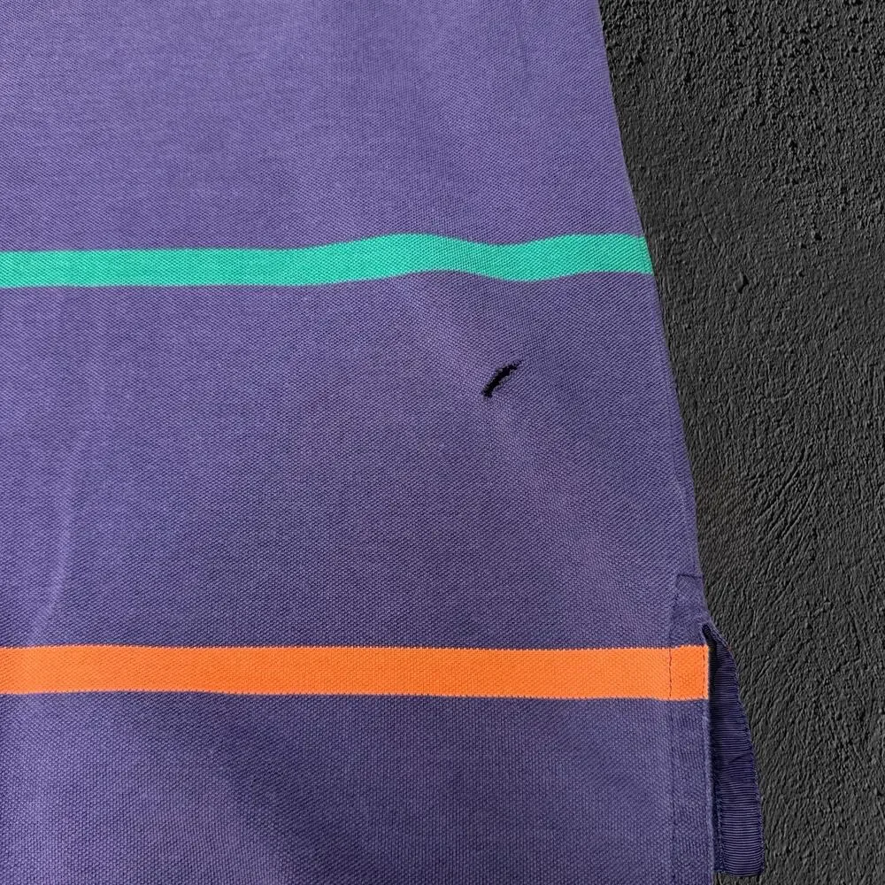 Vintage 90s Polo Ralph Lauren Striped Green/red/orange with blue logo polo